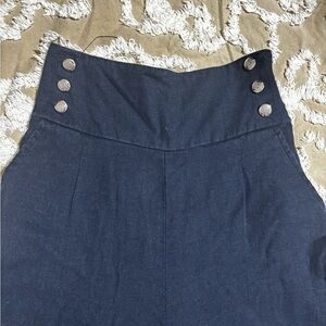 Ci Sono Dark Blue Straight Leg linen pants